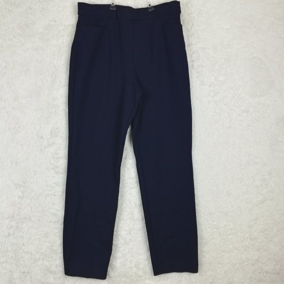 Susan Graver‎ Womens Pants Skinny Pull On Navy Blue Stretch Pockets Petite SP - Picture 1 of 12